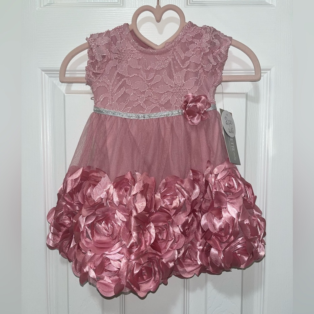 NEW Baby girl dress, size 6-9 mths, 2 piece set, pink